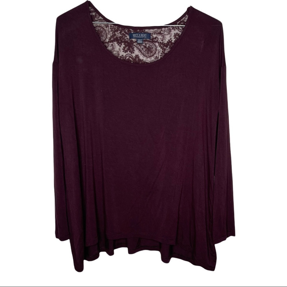 American Eagle Soft and Sexy Long Sleeve Comfy Top Lace Back Size Small